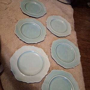 Threshold Blue Dinner Plates #4 WELLSBRIDGE Aqua 10 1/2" Scalloped